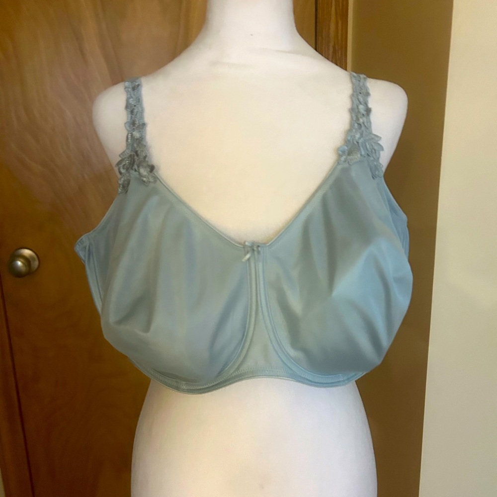 Dominique Soft Blue Bra with Floral Straps